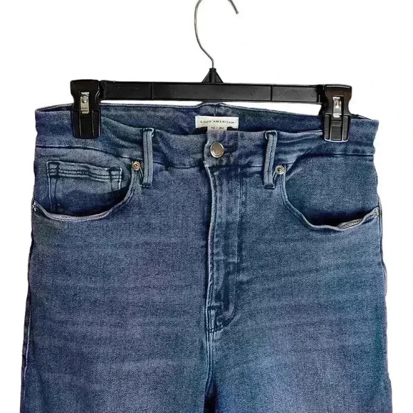 Good AMERICAN Good Waist High Waist Crop Skinny Jeans In Blue798 Size 10/30 - Picture 3 of 8